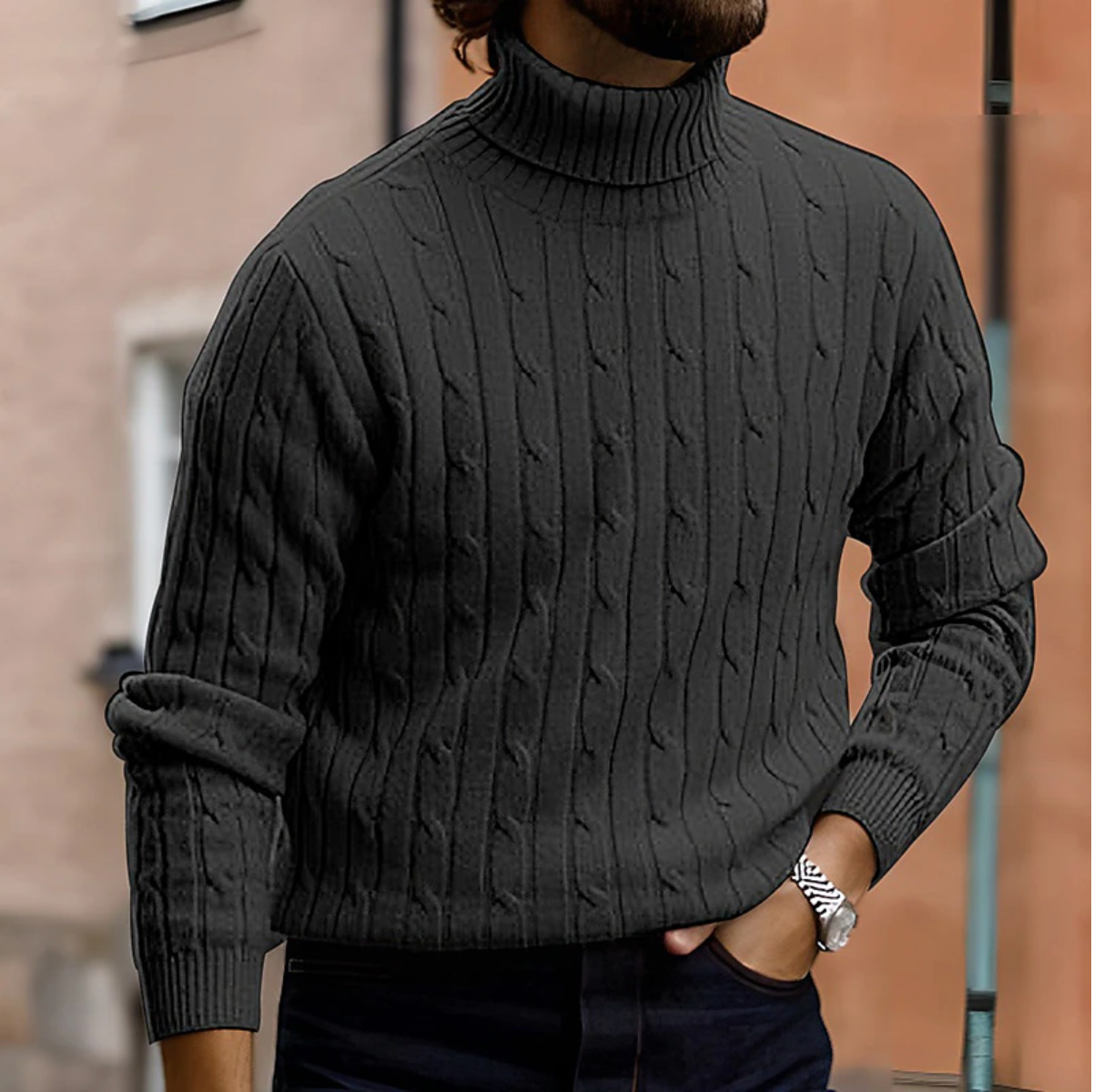 Elegant Men's Rollneck Sweater with Comfortable Fit