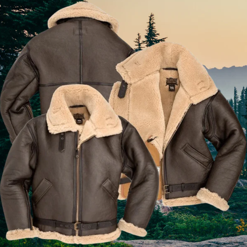 Men's Shearling Zip-Up Outerwear Winter Jacket