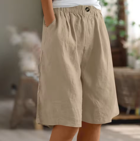 Women's Loose Fit Elastic Waist Shorts with Side Pockets