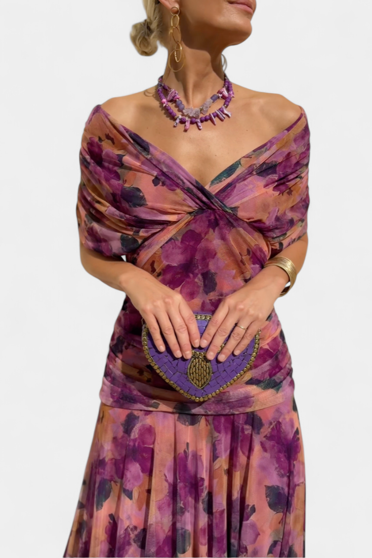 Women's Long Floral V Neck Maxi Dress