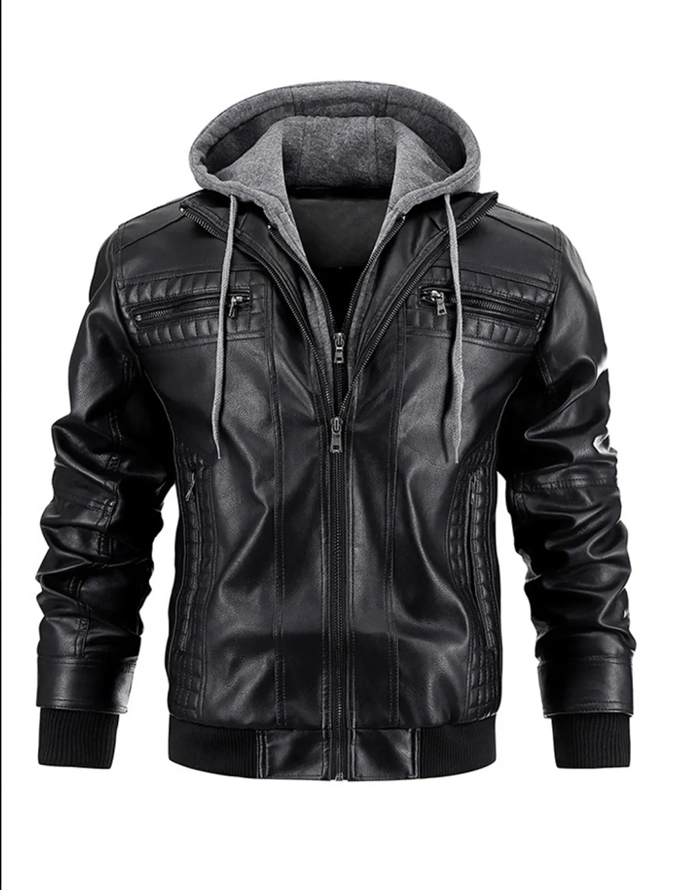Elegant Premium Leather Winter Coat with Hood
