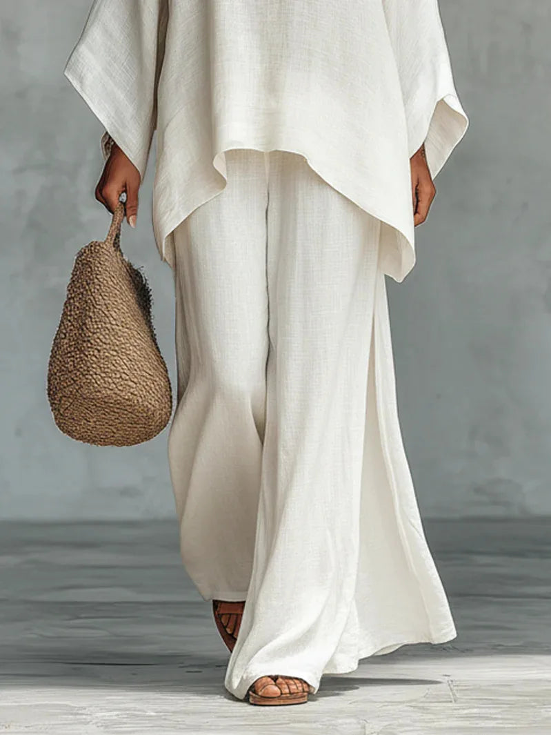 Women's Asymmetrical Co-Ord Set with Top and Wide-Leg Pants