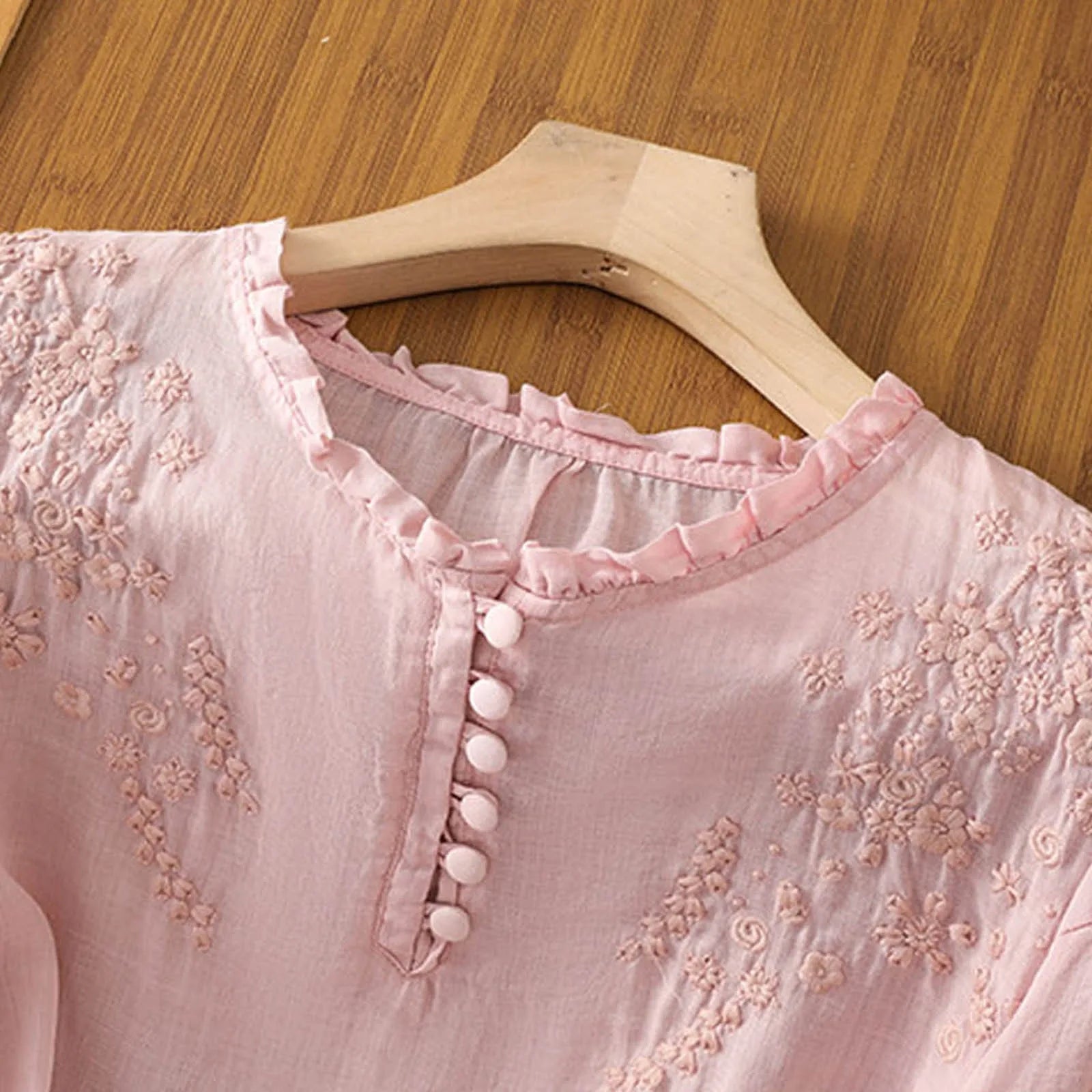Embroidered Casual Relaxed Fit Blouse for Women