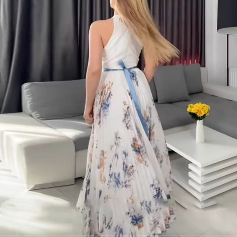 Women's Floral Maxi Dress with V-Neck
