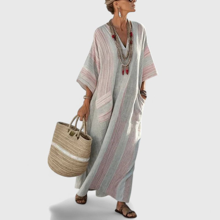 Women's Bohemian Maxi Dress with Pockets