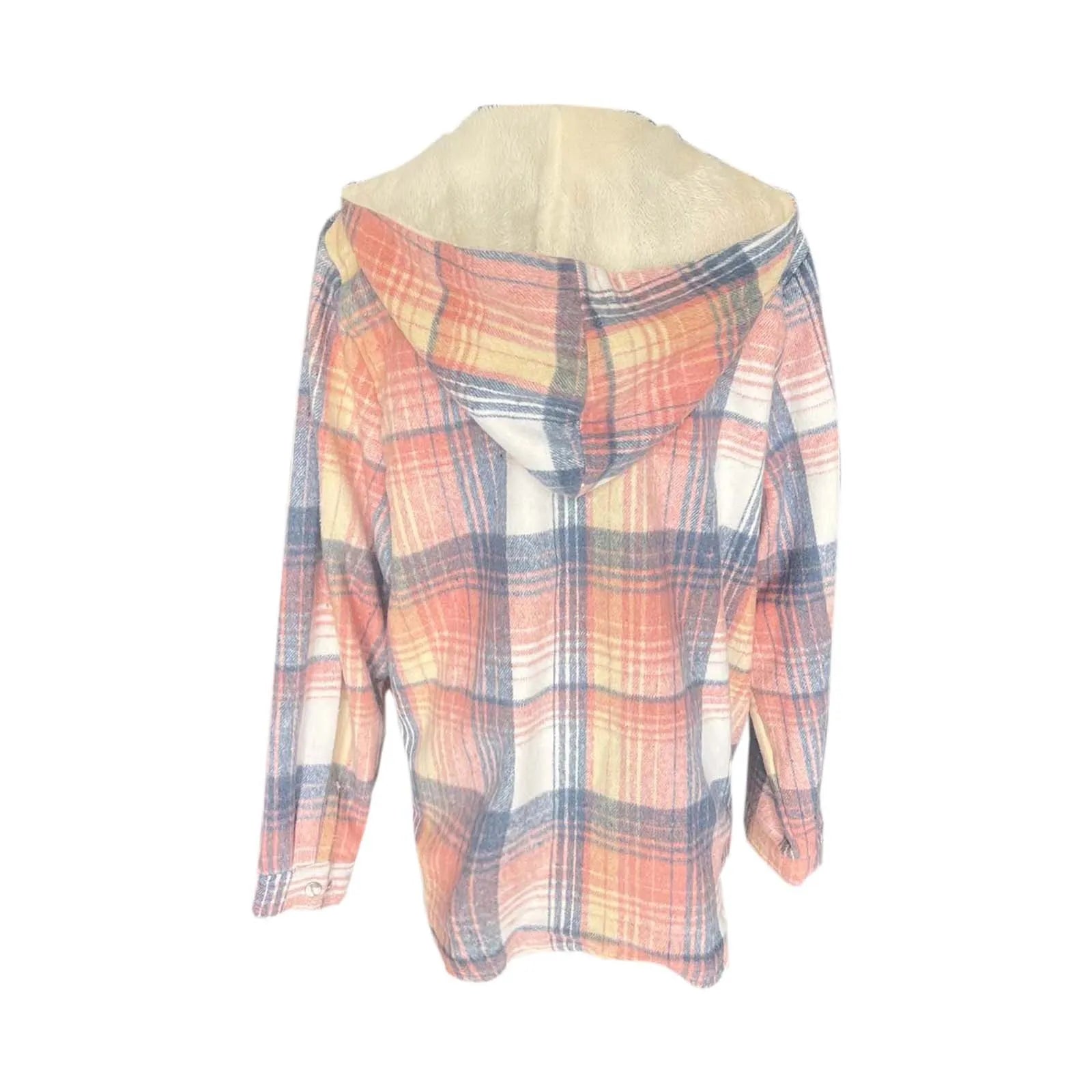 Soft Women's Plaid Button Jacket with Sherpa Lining
