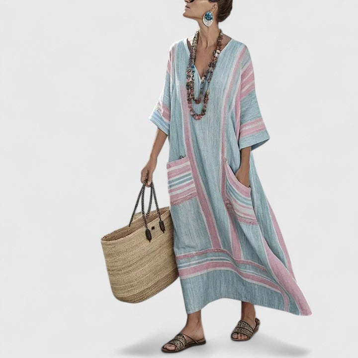 Women's Bohemian Maxi Dress with Pockets