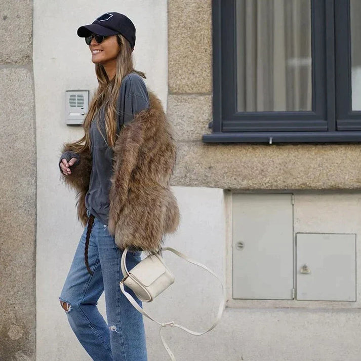 Women’s Cosy Oversized Plush Faux Fur Coat