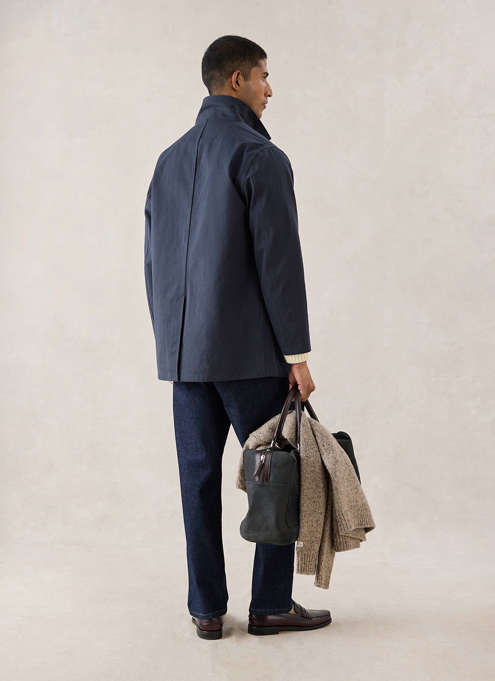 Men's Casual Trench Coat with Button Closure
