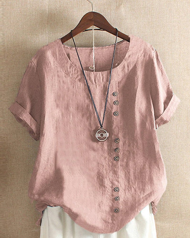 Casual Button-Front Tunic Top with Relaxed Fit and Versatile Everyday Styling