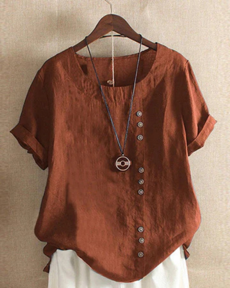 Casual Button-Front Tunic Top with Relaxed Fit and Versatile Everyday Styling