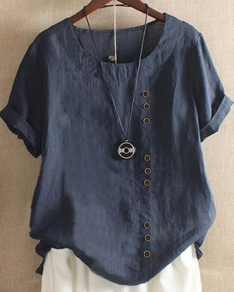 Casual Button-Front Tunic Top with Relaxed Fit and Versatile Everyday Styling