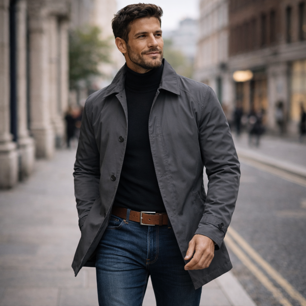 Men's Classic Trench Coat Weather-Resistant