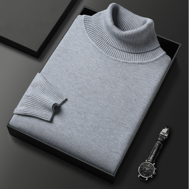 Men's Classic Turtleneck Sweater and Ribbed Collar