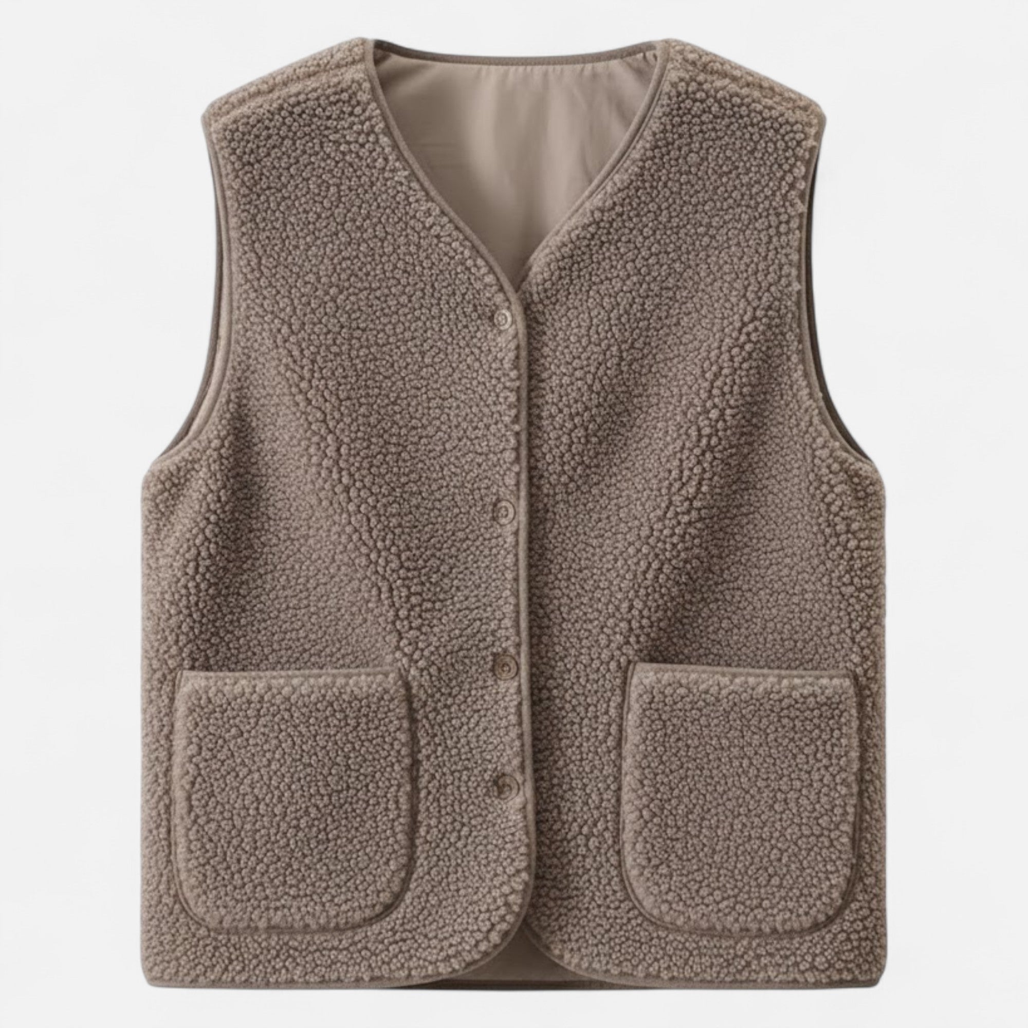 Women’s Teddy Fleece Cozy Sleeveless Button-Up Vest