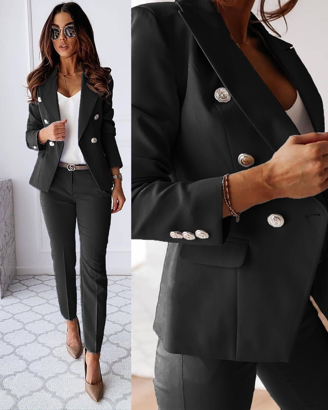 Women’s Elegant Tailored Blazer & Trousers Set