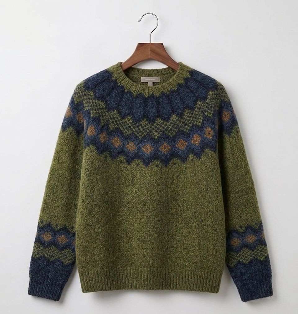 Women's Fair Isle Pattern Crew Neck Knit Sweater