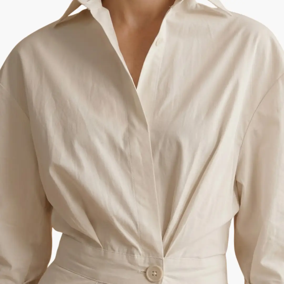 Women’s Elegant Long Sleeve Midi Shirt Dress