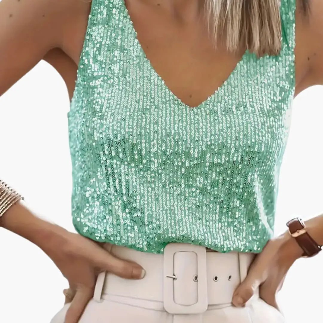 Women’s Sequin V-Neck Party Camisole Tank Top