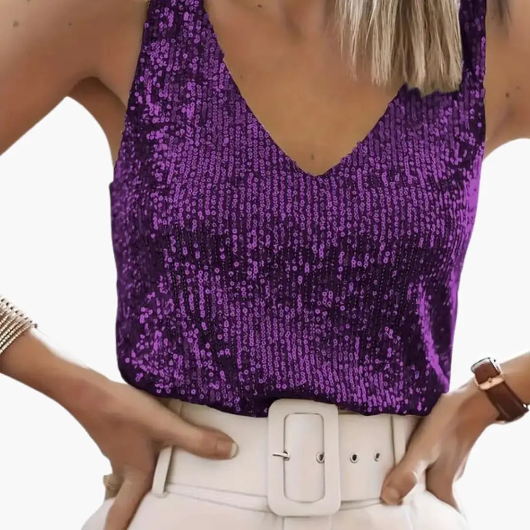 Women’s Sequin V-Neck Party Camisole Tank Top