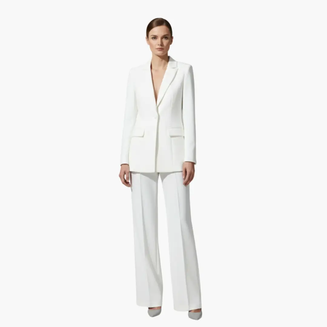 Women’s Tailored Blazer and Wide Leg Pants Suit Set