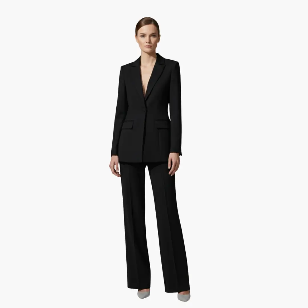 Women’s Tailored Blazer and Wide Leg Pants Suit Set