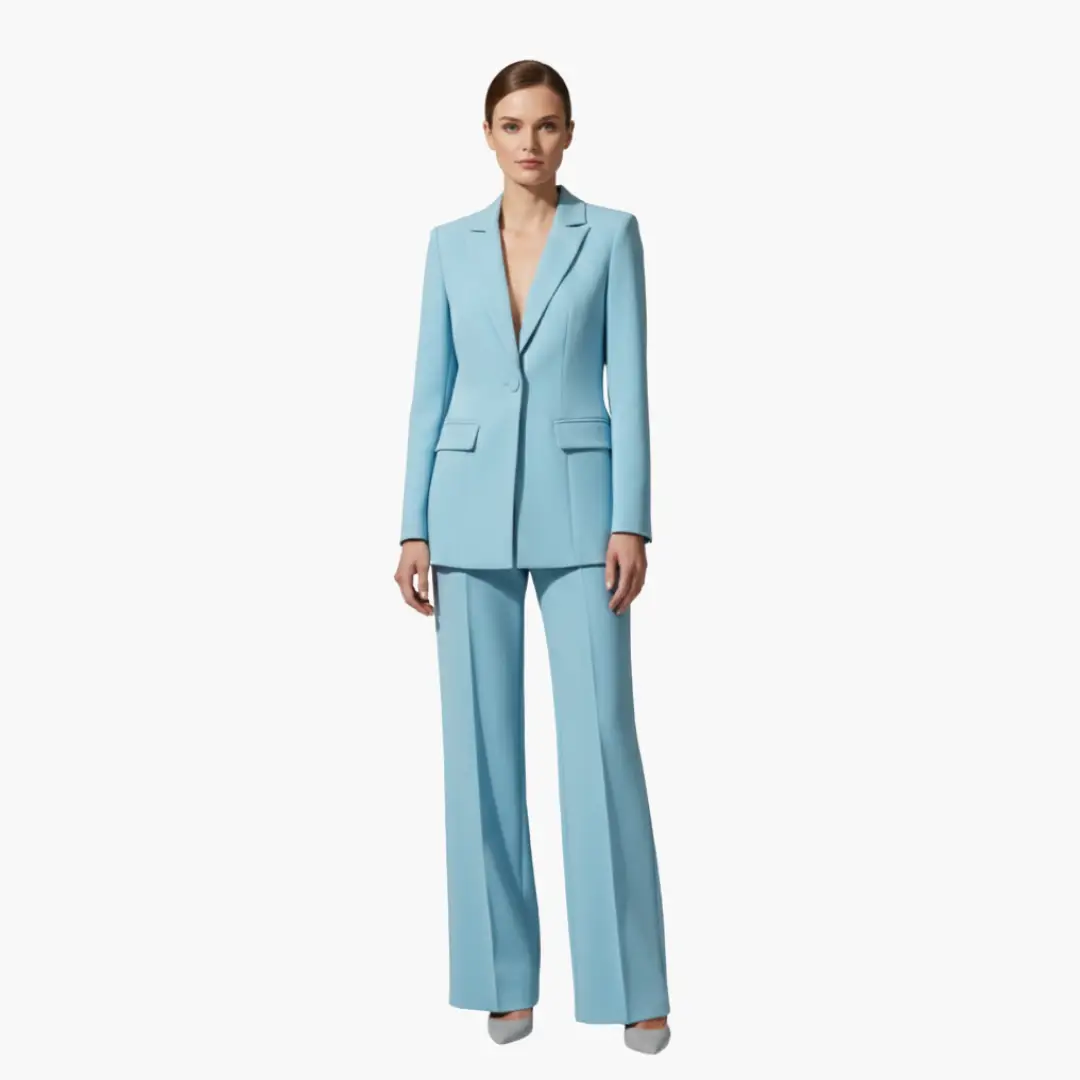 Women’s Tailored Blazer and Wide Leg Pants Suit Set