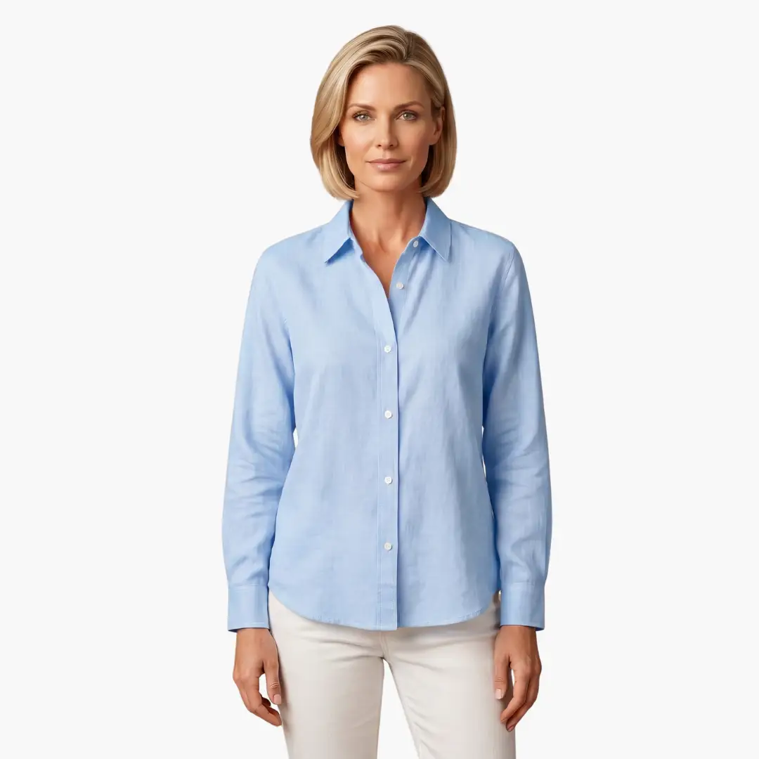 Relaxed Fit Long Sleeve Button Up Blouse for Women