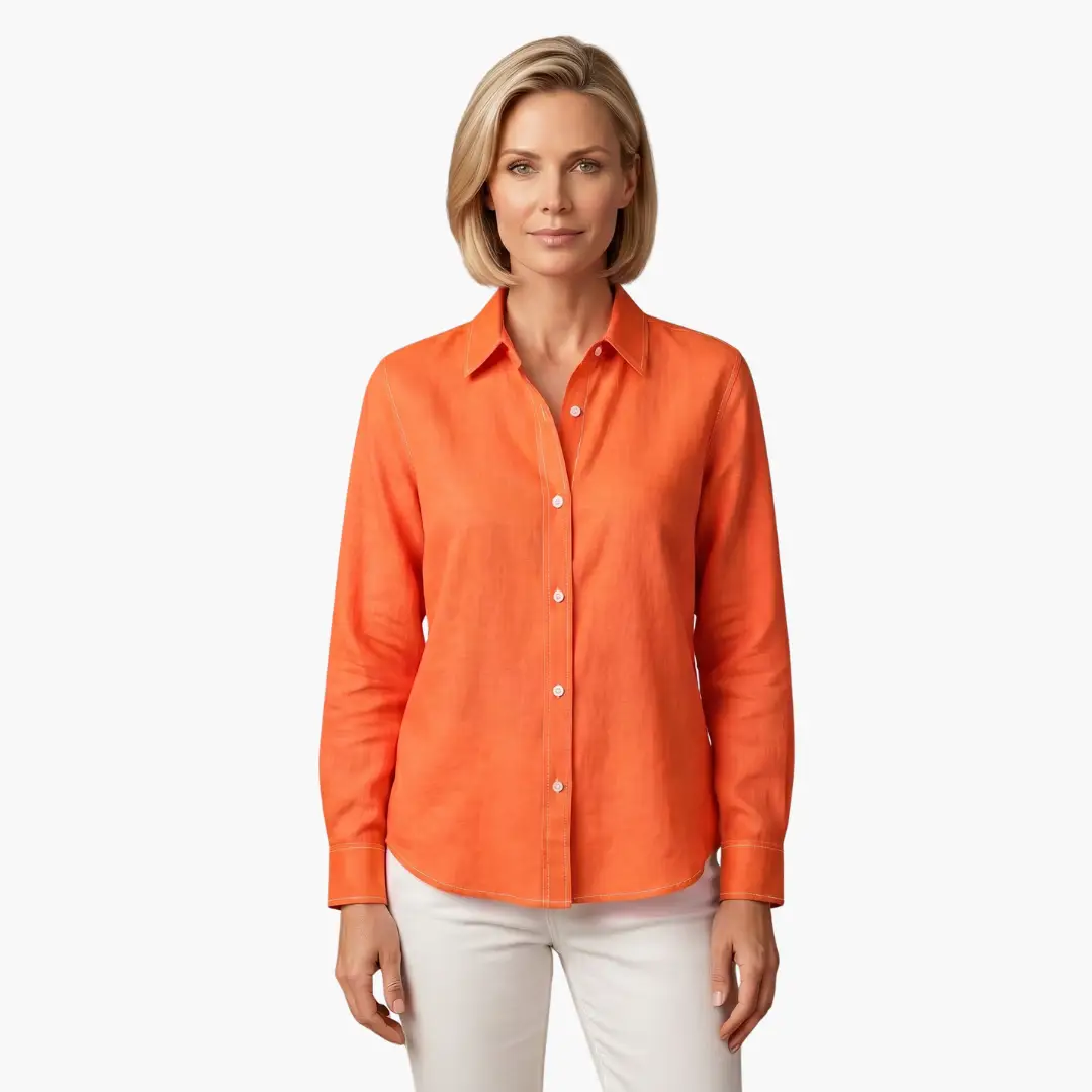 Relaxed Fit Long Sleeve Button Up Blouse for Women