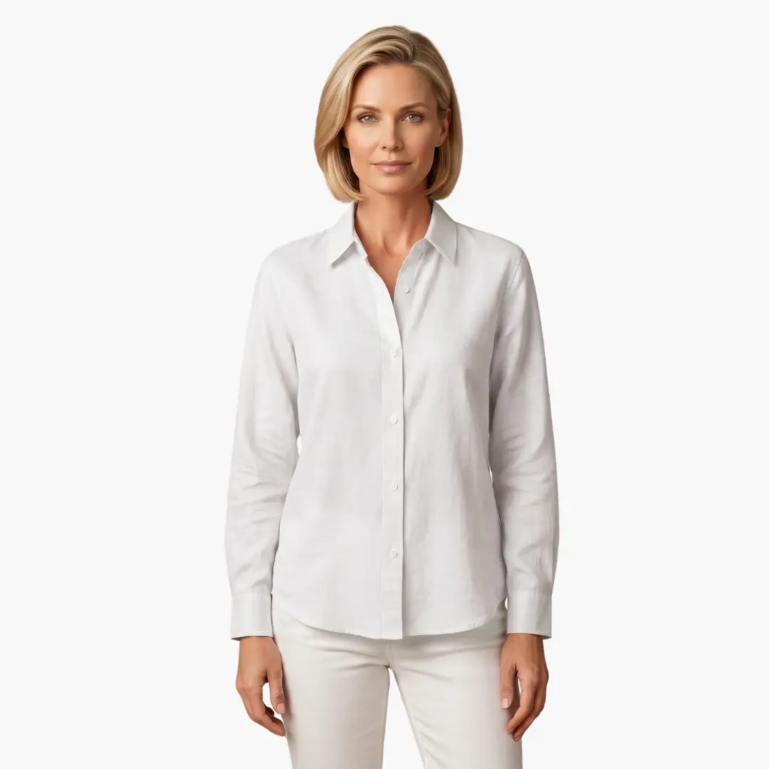 Relaxed Fit Long Sleeve Button Up Blouse for Women