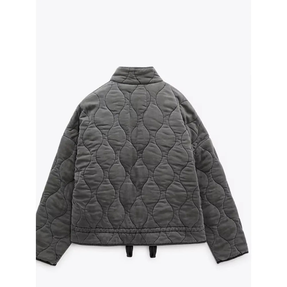 Women’s Quilted Puffer Jacket with Front Zip Closure
