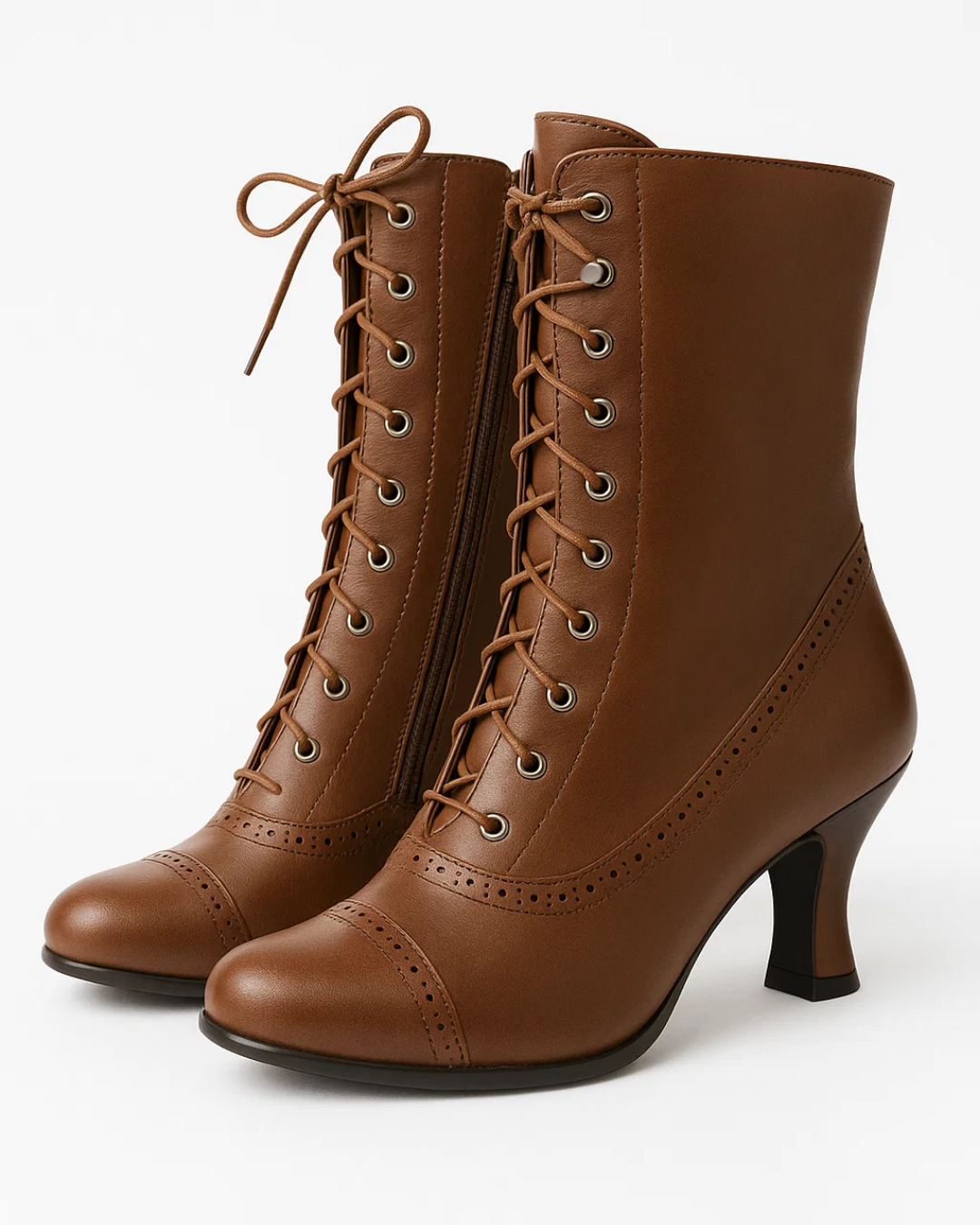 Women's Lace-Up Shoes – Ankle Boots with Zipper