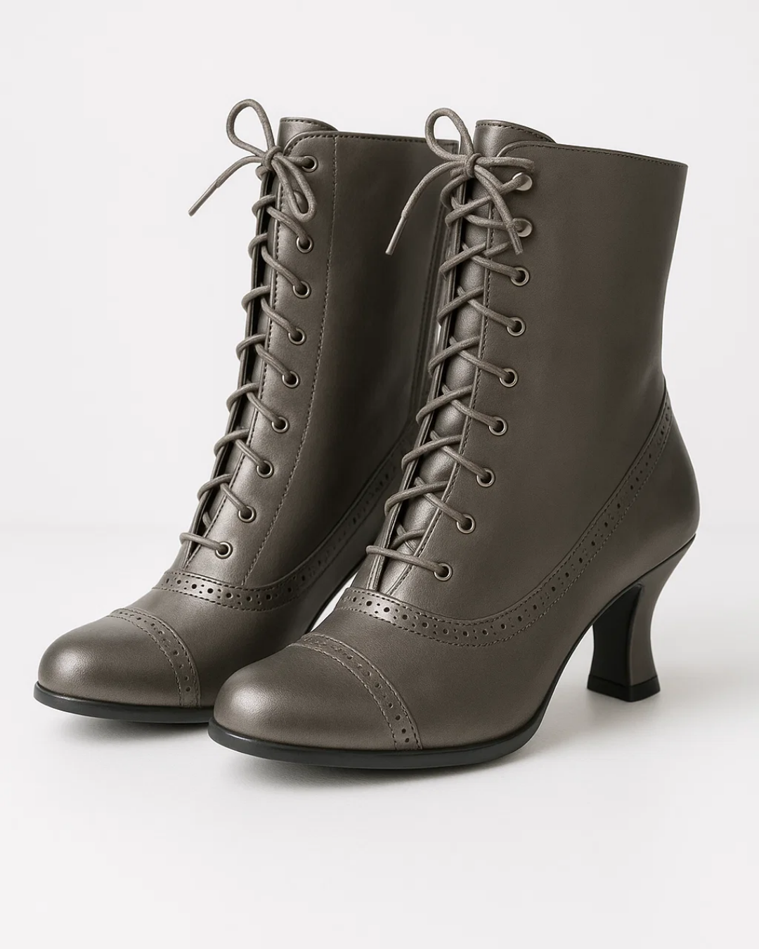 Women's Lace-Up Shoes – Ankle Boots with Zipper