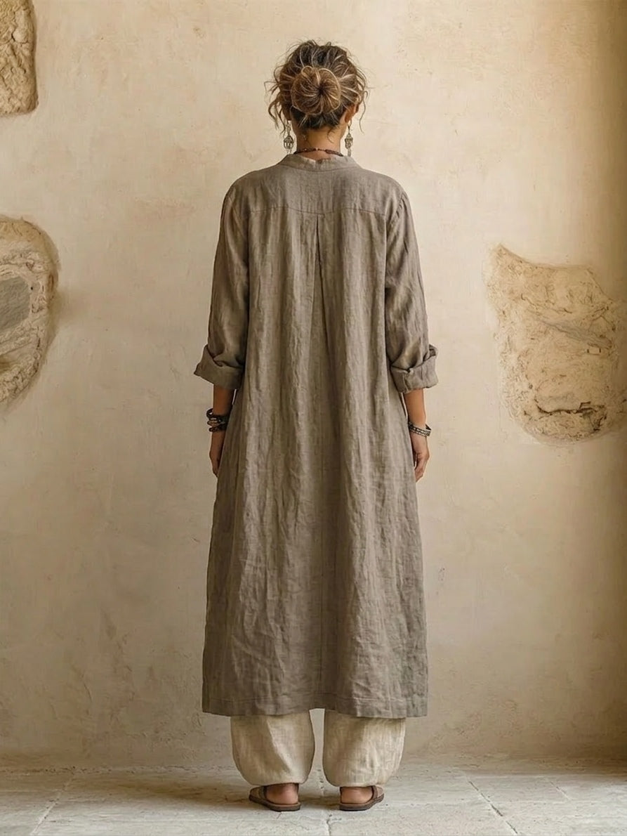 Women's Linen Three-Piece Set with Wide-Leg Pants