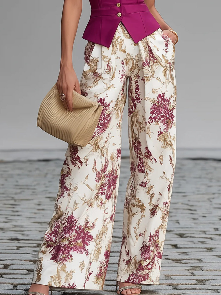 Women’s Sleeveless Vest Top and Wide Leg Trousers