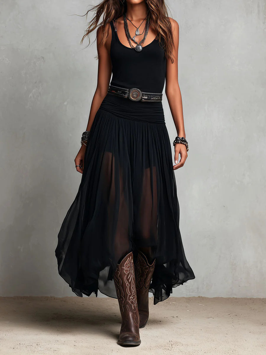 Women's Moonlit Flow Sheer Maxi Dress