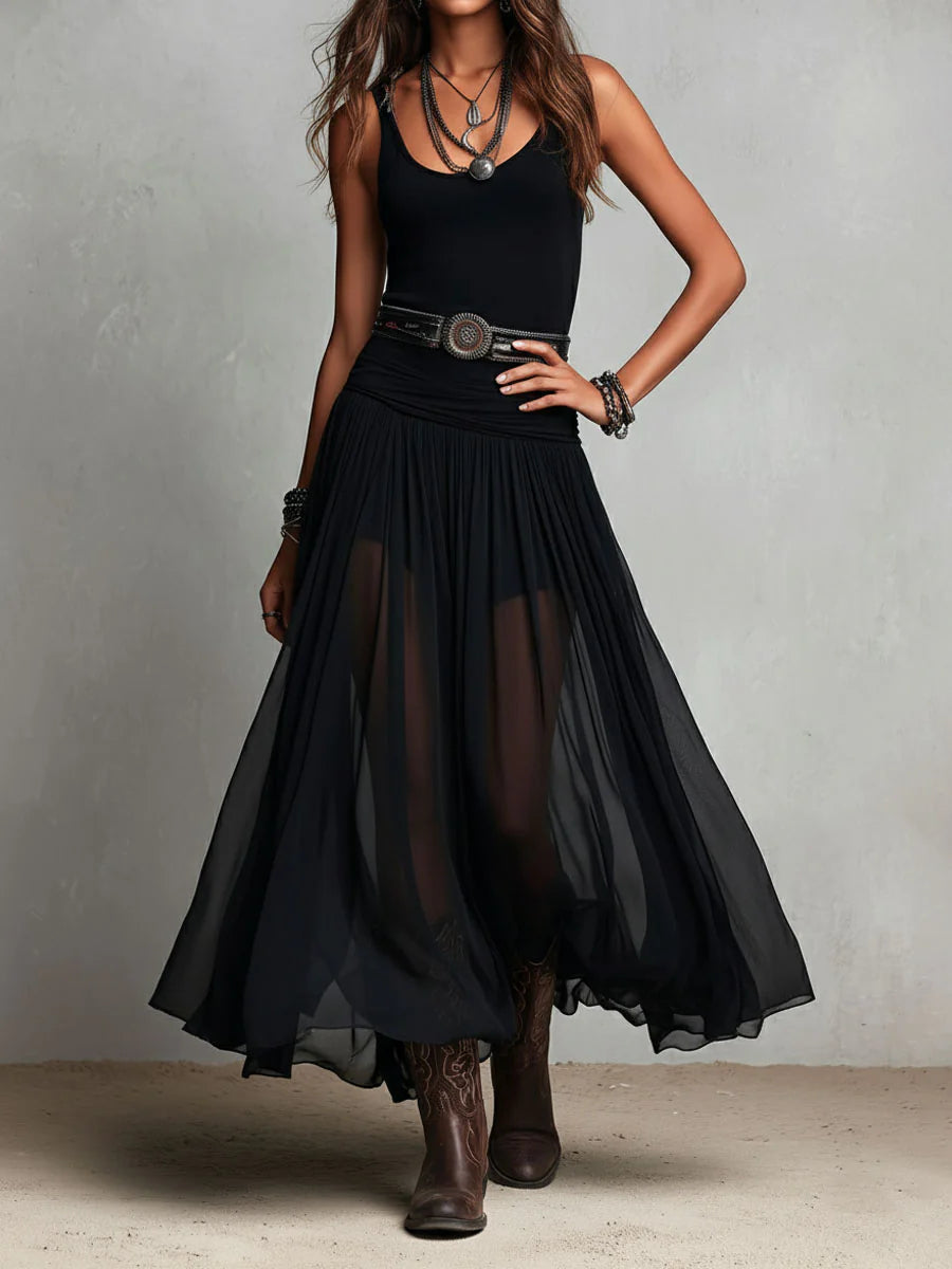 Women's Moonlit Flow Sheer Maxi Dress