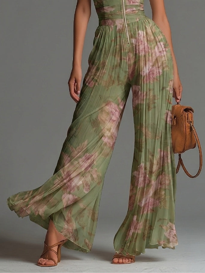 Women's Floral Halter Neck Wide Leg Jumpsuit