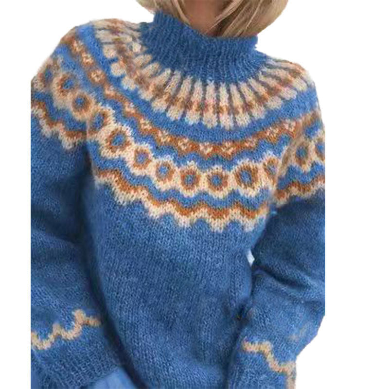 Women's Nordic Fair Isle Turtleneck Knit Sweater