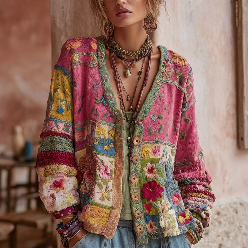 Women's Vintage Boho Floral Printed Cardigan