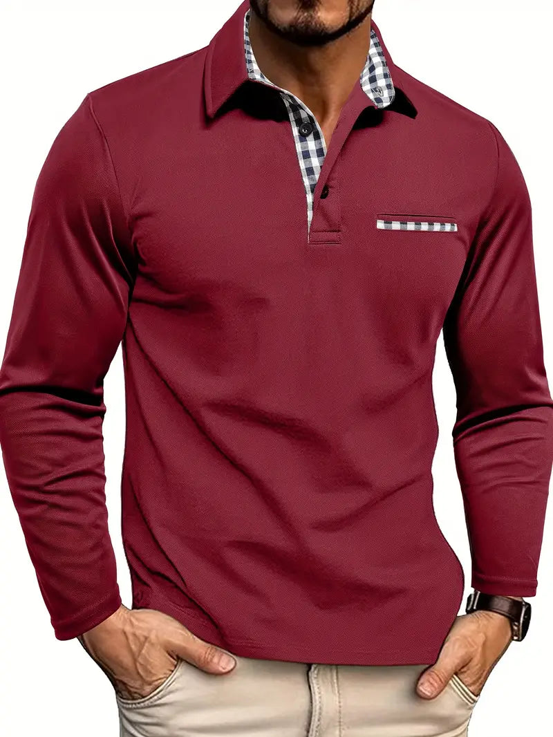 Men's Long Sleeve Polo Shirt Check Details