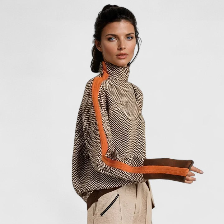 Women's Color Block Turtleneck Sweater