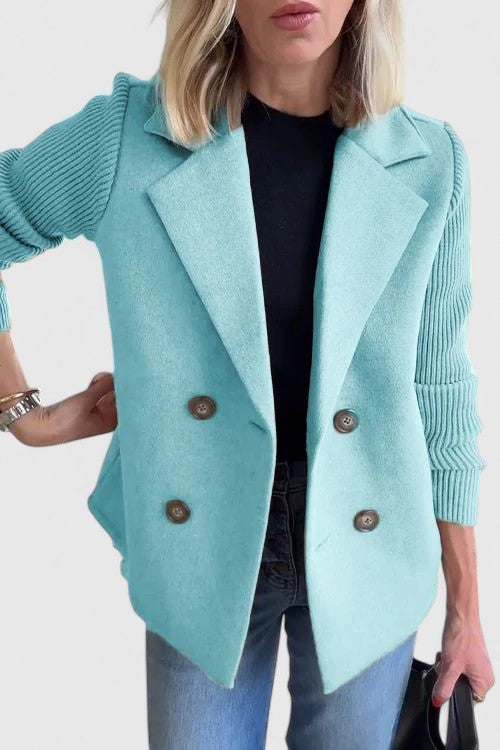 Women's Elegant Double-Breasted Knit Blazer