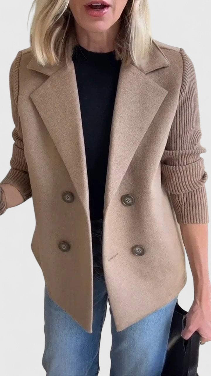 Women's Elegant Double-Breasted Knit Blazer