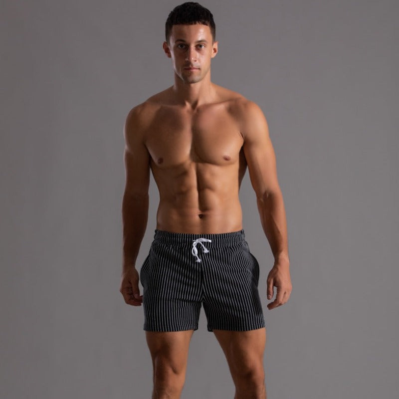 Men's Striped Drawstring Swim Shorts