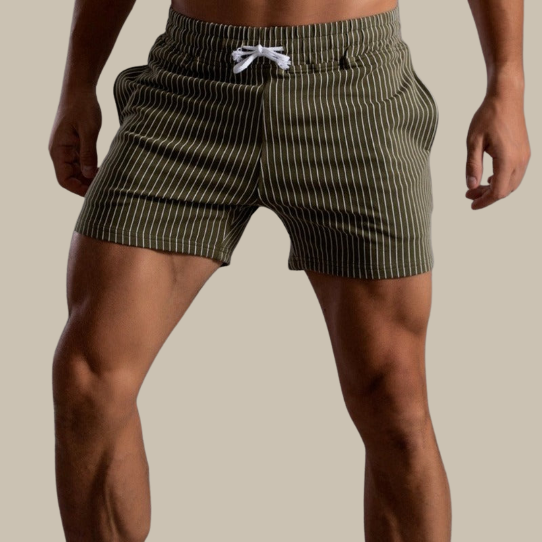 Men's Striped Drawstring Swim Shorts