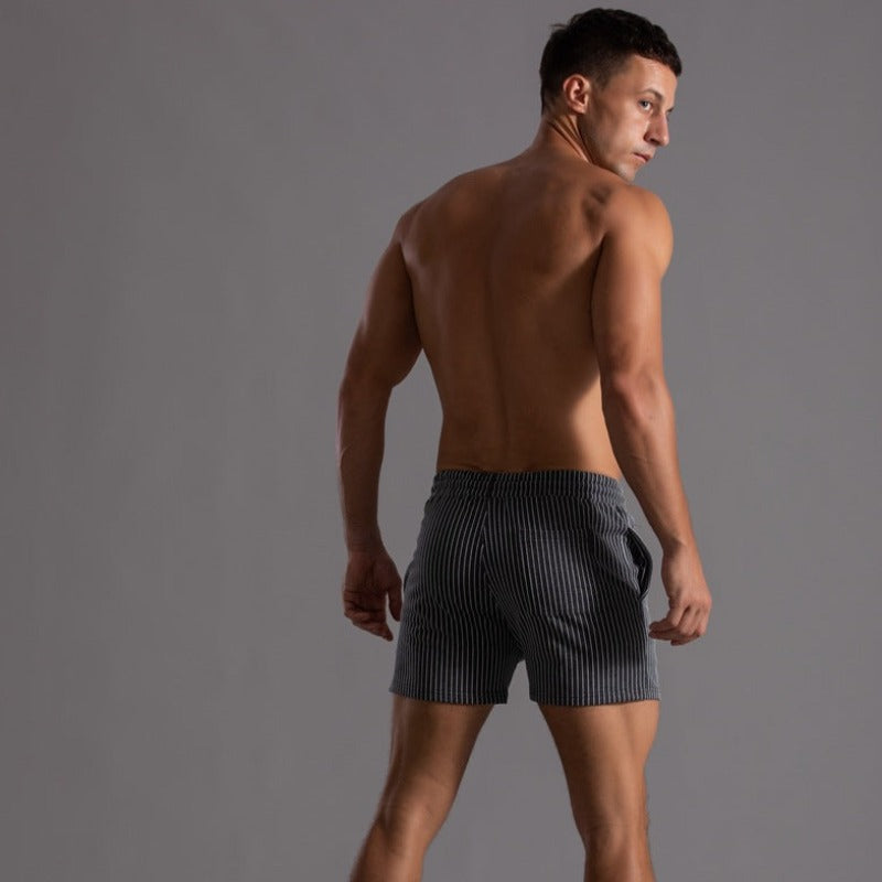 Men's Striped Drawstring Swim Shorts