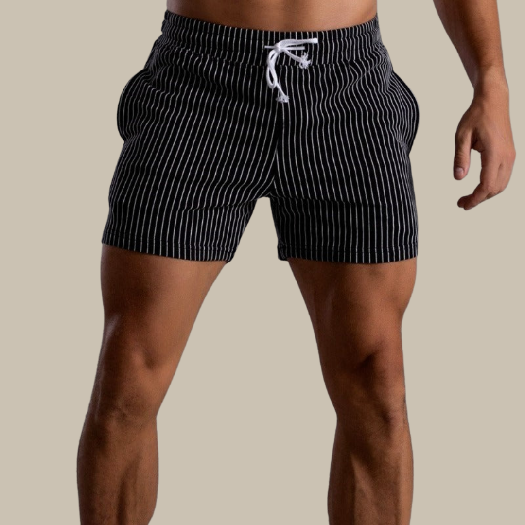 Men's Striped Drawstring Swim Shorts
