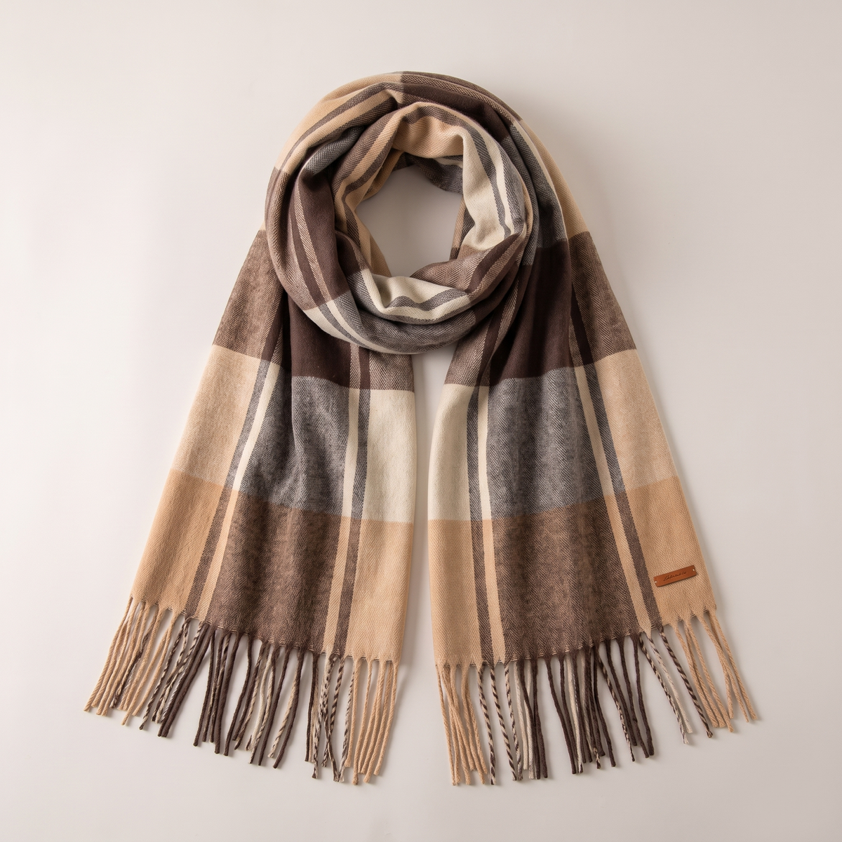 Women's Soft Checked Wrap Fringe Scarf