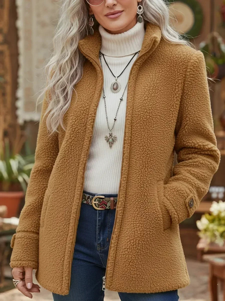Women’s Soft Teddy Fleece Zip-Up Winter Jacket